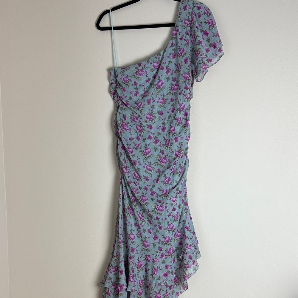 Astr Women's Pink Green One-Shoulder Asymmetrical Dress Size M - Picture 6 of 16